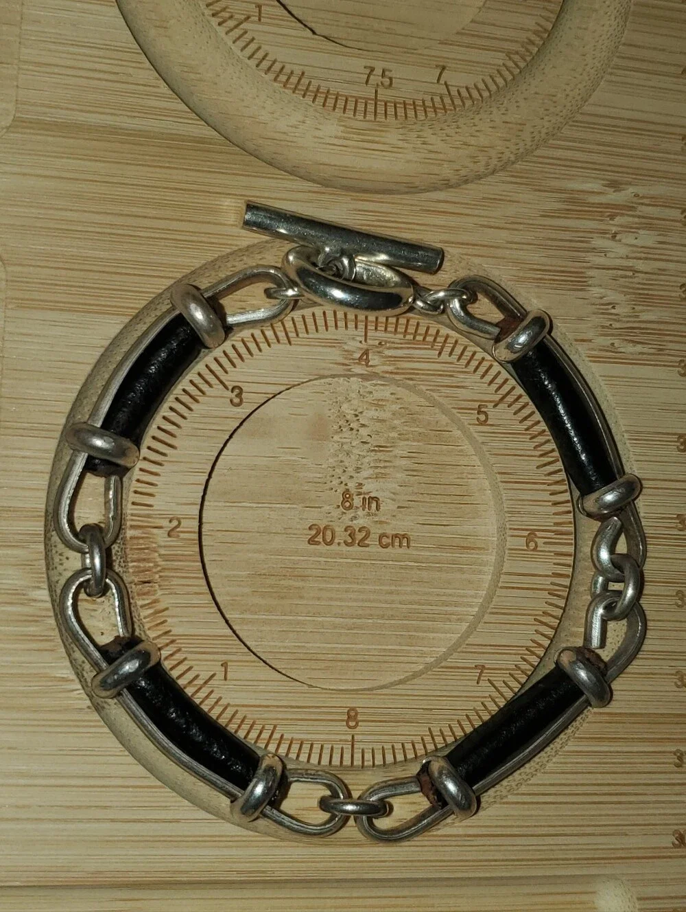 .925 Sterling & Leather 4 Link 8